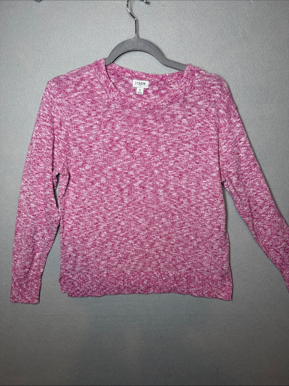 J. Crew Pink Marled Long-Sleeve Crewneck Sweater